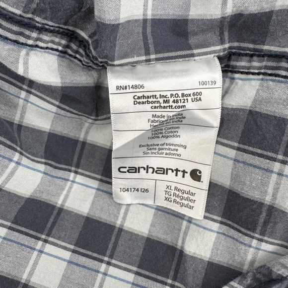 Carhartt Relaxed Fit 100% cotton Short Sleeve Button Up Plaid Top Size‎ XL - Picture 4 of 4